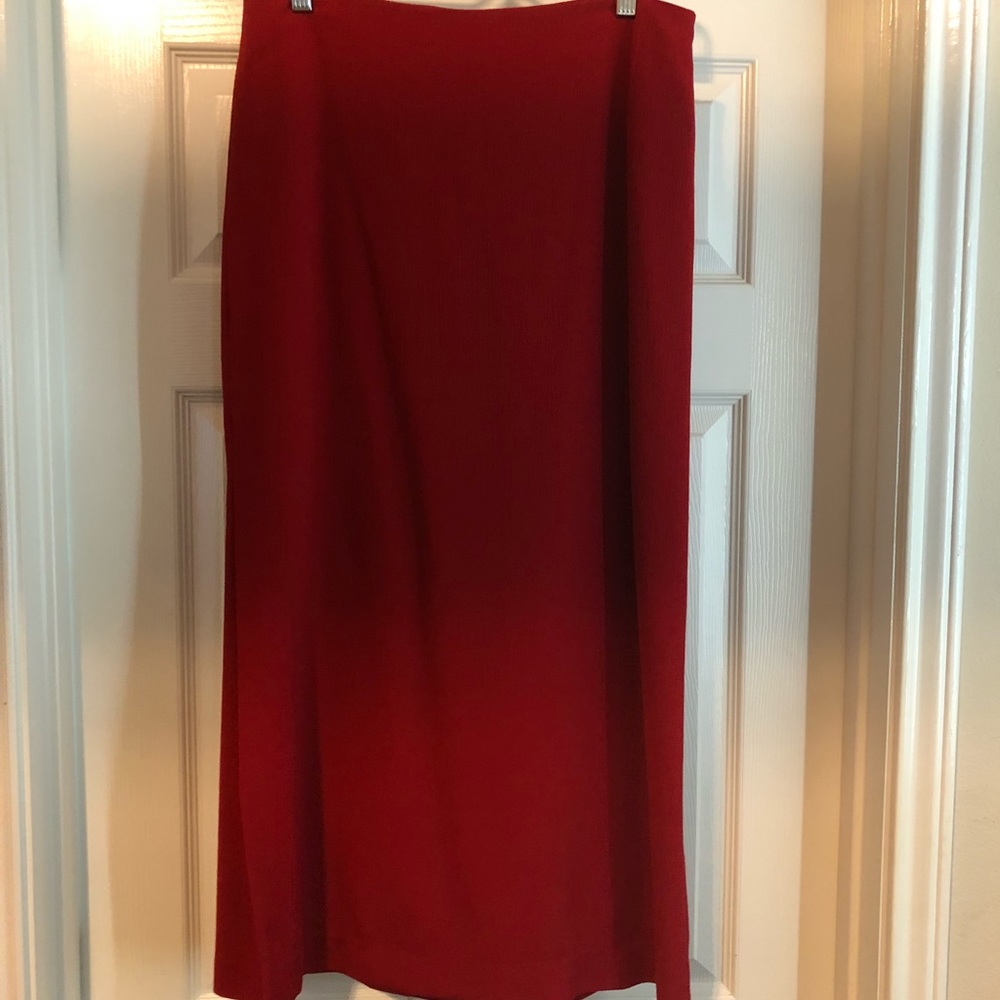 Genny/Prada Red Silk Skirt With Slit 48/12